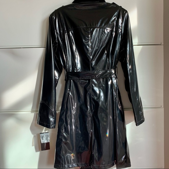 NWT Via Spiga Black Trench Coat Size M - Picture 7 of 12